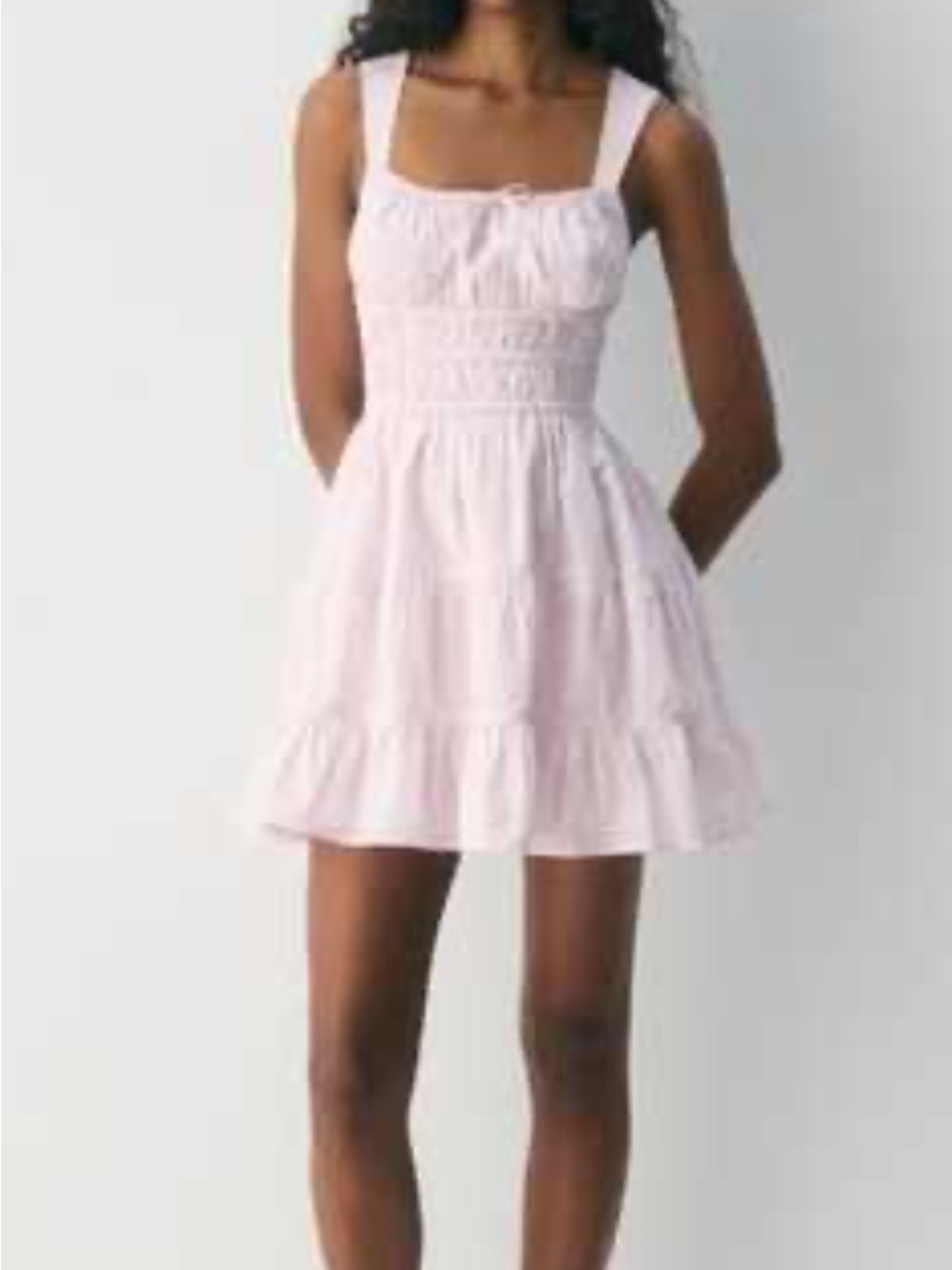 Sunday Best Light Pink Tiered Sundress with Smocked Bodice from Aritzia